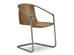 NANCY - Cantilever leather chair with armrests _ i 4 Mariani